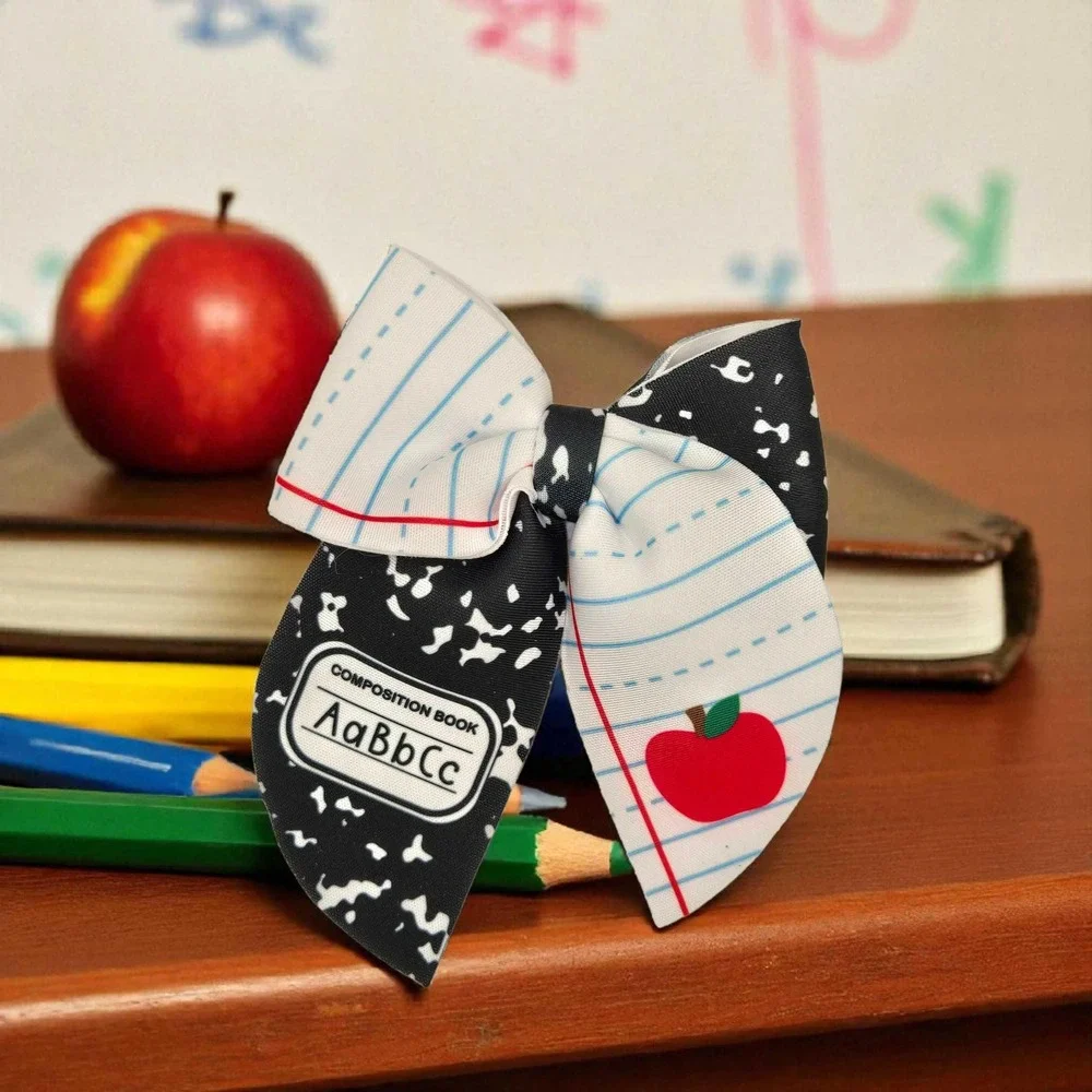 Back to School Hair Bow | Composition Notebook Bow | School Hair Clip